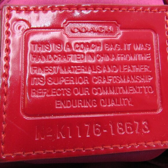 Coach Liquid Gloss Collection Red High Shine Shoulder Bag Purse Chain Strap - Picture 13 of 16